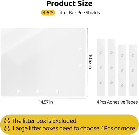 Cat Litter Box Pee Shields, High Sided Litter Box Splash Guard, Seamless Urine Leakage Enclosure for Open Top Litter Pan 14.57×10.63in (3Pcs)- Litter Box Not Included in Saudi Arabia