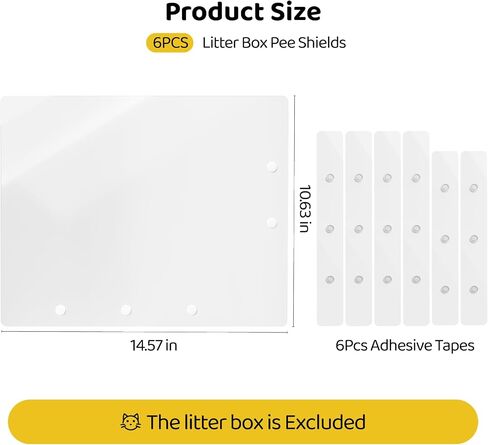 Cat Litter Box Pee Shields, High Sided Litter Box Splash Guard, Seamless Urine Leakage Enclosure for Open Top Litter Pan 14.57×10.63in (3Pcs)- Litter Box Not Included in Saudi Arabia