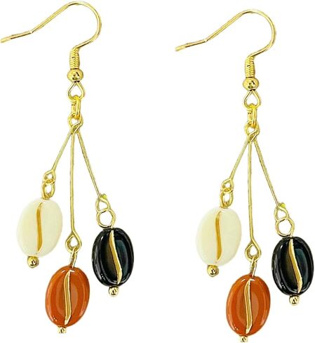 Cute Coffee Earrings, Gold Plated Fun Novelty Coffee Bean Drop Dangle Earrings, Gifts for Coffee Lovers Coffeeholic Women Girls (color 02) in Saudi Arabia