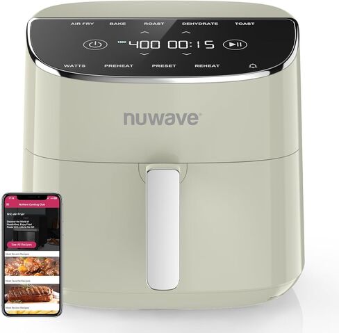 Nuwave Brio Plus Air Fryer 8 Qt, New & Improved, PFAS-FREE, 7 Digital One-Touch Cook Functions that AIR FRY, BAKE, ROAST, DEHYDRATE, TOAST, REHEAT, PREHEAT, 150 Presets, 50°F~400°F, 700/1500/1800W in Saudi Arabia