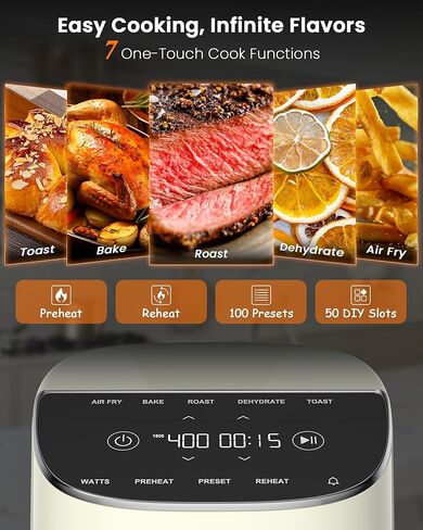 Nuwave Brio Plus Air Fryer 8 Qt, New & Improved, PFAS-FREE, 7 Digital One-Touch Cook Functions that AIR FRY, BAKE, ROAST, DEHYDRATE, TOAST, REHEAT, PREHEAT, 150 Presets, 50°F~400°F, 700/1500/1800W in Saudi Arabia
