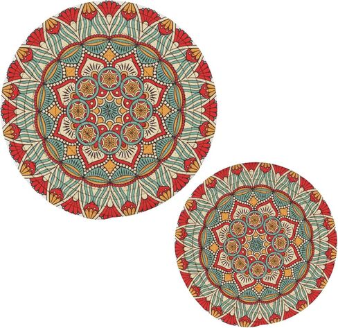 Trivets for Hot Dishes, Pots and Pans Potholders Woven Trivet Cotton Round Large Pot Holder Decor Heat Resistant Hot Pads Mat for Table Counter Cooking Potholder Set of 2 (7in + 9in) Mandala in Saudi Arabia