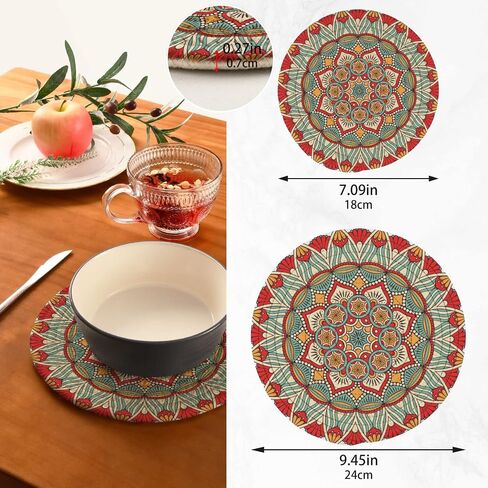 Trivets for Hot Dishes, Pots and Pans Potholders Woven Trivet Cotton Round Large Pot Holder Decor Heat Resistant Hot Pads Mat for Table Counter Cooking Potholder Set of 2 (7in + 9in) Mandala in Saudi Arabia