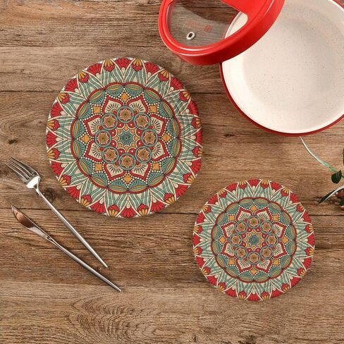 Trivets for Hot Dishes, Pots and Pans Potholders Woven Trivet Cotton Round Large Pot Holder Decor Heat Resistant Hot Pads Mat for Table Counter Cooking Potholder Set of 2 (7in + 9in) Mandala in Saudi Arabia