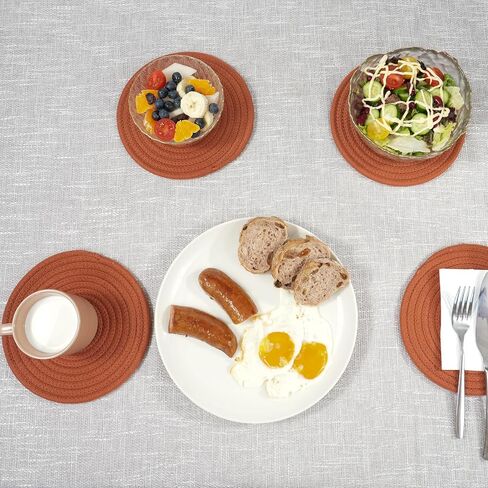 مجموعة Trivets حاملات الأواني مجموعة الوقايات لأسطح العمل والحصائر الساخنة وسادات ساخنة مقاس 8 بوصات من القطن للمطبخ مثالية للأطباق الساخنة والأواني والمقالي وأباريق الشاي والأطباق والأطباق 5 قطع ريفية in Saudi Arabia