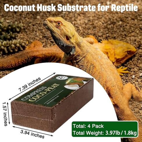 PINVNBY 6 Pack Natural Compressed Coconut Fiber Substrate, Coconut Coir, Coconut Fiber Brick, Coconut Husk Terrarium Bedding for Reptile, Bearded Dragon, Turtle, Hermit Crab, Snake, Lizards in Saudi Arabia