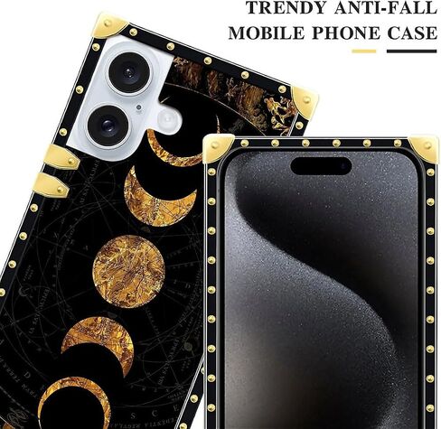 DAIZAG متوافق مع حافظة iPhone 16، حافظة هاتف Golden Moon of the Scientific Universe، حافظة هاتف ذهبية مقاومة للصدمات، حافظة هدية لهاتف iPhone 16 in Kuwait
