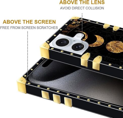 DAIZAG متوافق مع حافظة iPhone 16، حافظة هاتف Golden Moon of the Scientific Universe، حافظة هاتف ذهبية مقاومة للصدمات، حافظة هدية لهاتف iPhone 16 in Kuwait