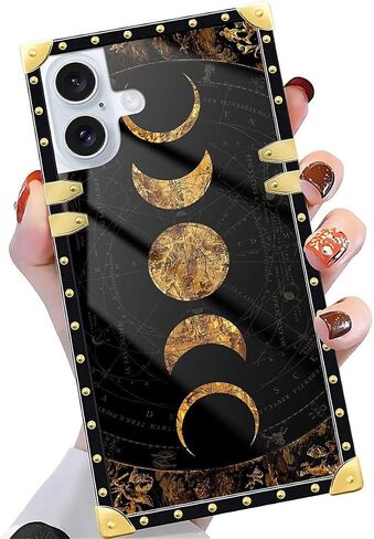 DAIZAG متوافق مع حافظة iPhone 16، حافظة هاتف Golden Moon of the Scientific Universe، حافظة هاتف ذهبية مقاومة للصدمات، حافظة هدية لهاتف iPhone 16 in Kuwait