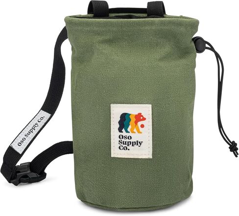 Oso Supply Co - Waxed Canvas Chalk Bag for Rock Climbing, Bouldering Chalk Bucket with Belt, Waterproof, Zippered Pocket - Perfect Rock Climbing Gear, Equipment for Indoor/Outdoors in Kuwait