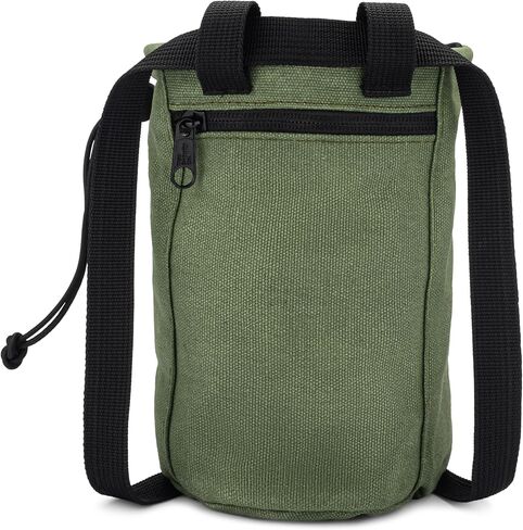 Oso Supply Co - Waxed Canvas Chalk Bag for Rock Climbing, Bouldering Chalk Bucket with Belt, Waterproof, Zippered Pocket - Perfect Rock Climbing Gear, Equipment for Indoor/Outdoors in Kuwait