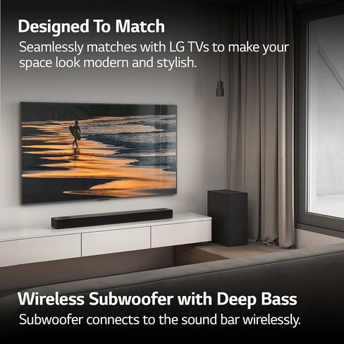 ال جي S60T 3.1 الفصل. مكبر صوت مع مضخم صوت لاسلكي، صوت Dolby، TV Synergy، واجهة Wow، AI Sound Pro (موديل جديد 2024) in Saudi Arabia