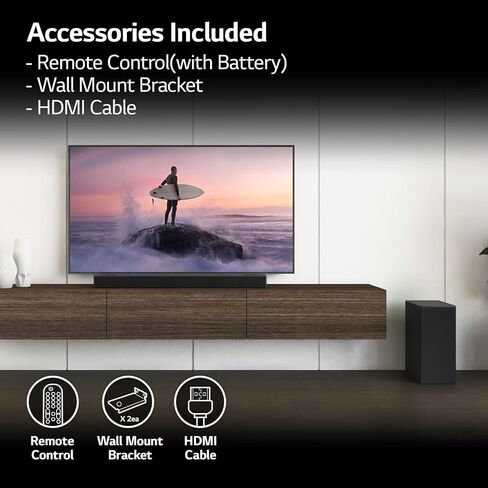 ال جي S60T 3.1 الفصل. مكبر صوت مع مضخم صوت لاسلكي، صوت Dolby، TV Synergy، واجهة Wow، AI Sound Pro (موديل جديد 2024) in Saudi Arabia