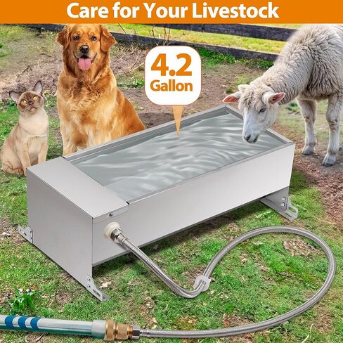 حوض مياه أوتوماتيكي للماشية بسعة 4.2 جالون، حوض مياه ذاتي السعة كبير للكلاب، وعاء مياه أوتوماتيكي لشرب الحيوانات مع مجموعة صمامات عائمة للحصان والماعز والخنازير والكلاب والأغنام in Kuwait
