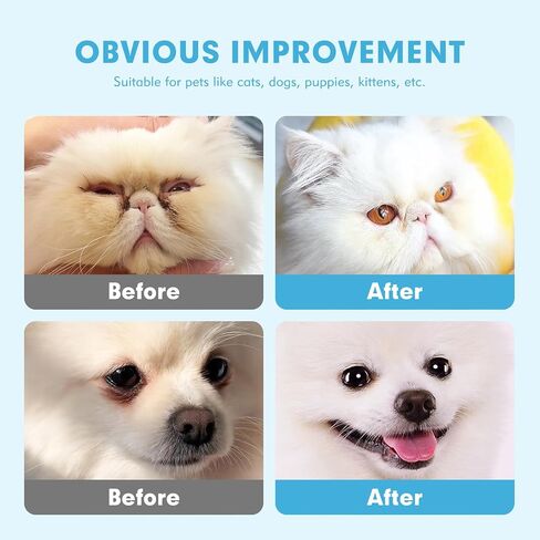 Hypoallergenic Eye Wipes for Dog & Cats, Plant-Based Tear Stain Remover for Discharge, Crust, Allergies, Itching, Unscented,100 Count in Saudi Arabia