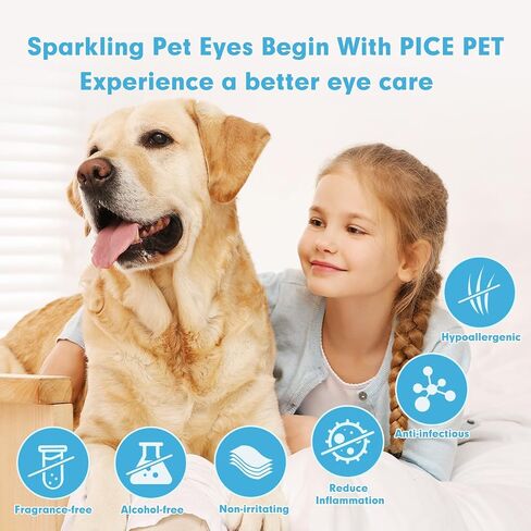 Hypoallergenic Eye Wipes for Dog & Cats, Plant-Based Tear Stain Remover for Discharge, Crust, Allergies, Itching, Unscented,100 Count in Saudi Arabia