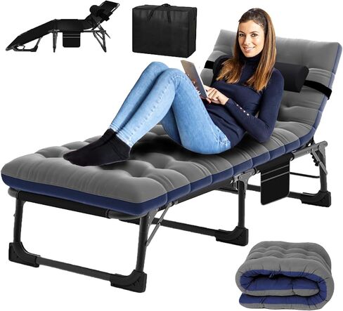 Camping Sleeping Cot,5-Position Folding Cot,Lounge Chair with Mattress,Folding Sleeping Cot with Carrying Bag,Camping Cots for Adults, Heavy Duty Lounges Chairs for Outside, Beach, Lawn in Saudi Arabia