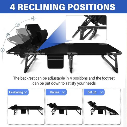 Camping Sleeping Cot,5-Position Folding Cot,Lounge Chair with Mattress,Folding Sleeping Cot with Carrying Bag,Camping Cots for Adults, Heavy Duty Lounges Chairs for Outside, Beach, Lawn in Saudi Arabia