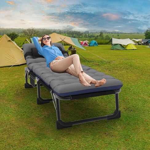 Camping Sleeping Cot,5-Position Folding Cot,Lounge Chair with Mattress,Folding Sleeping Cot with Carrying Bag,Camping Cots for Adults, Heavy Duty Lounges Chairs for Outside, Beach, Lawn in Saudi Arabia