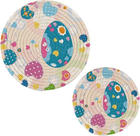 Trivets for Hot Dishes, Pots and Pans Potholders Woven Trivet Cotton Round Large Pot Holder Decor Heat Resistant Hot Pads Mat for Table Counter Cooking Potholder Set of 2 (7in + 9in) Mandala in Saudi Arabia