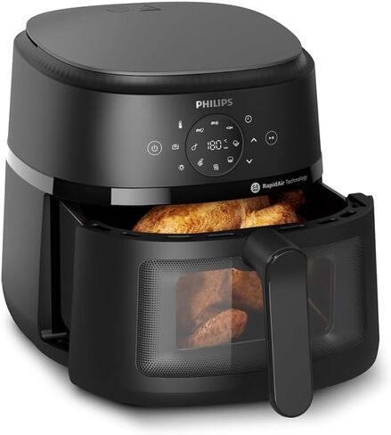 Philips Air Fryer 2000 Series 13-in-1 functions, 6.6 Quarts, Compact Design with Cooking Window, Black, (NA230/00) in Saudi Arabia