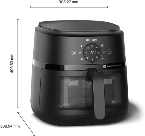Philips Air Fryer 2000 Series 13-in-1 functions, 6.6 Quarts, Compact Design with Cooking Window, Black, (NA230/00) in Saudi Arabia