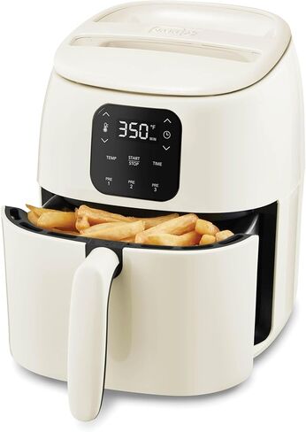 DASH Tasti-Crisp™ Ceramic Air Fryer Oven, 2.6 Qt., Cream – Compact Air Fryer for Healthier Food in Minutes, Ceramic Nonstick Surface, Ideal for Small Spaces - Auto Shut Off, Digital, 1000-Watt in Saudi Arabia
