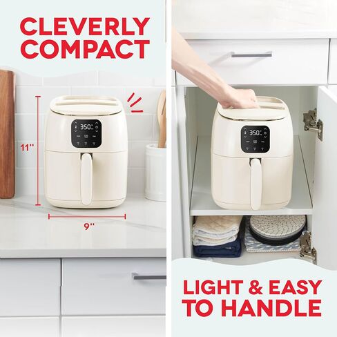 DASH Tasti-Crisp™ Ceramic Air Fryer Oven, 2.6 Qt., Cream – Compact Air Fryer for Healthier Food in Minutes, Ceramic Nonstick Surface, Ideal for Small Spaces - Auto Shut Off, Digital, 1000-Watt in Saudi Arabia
