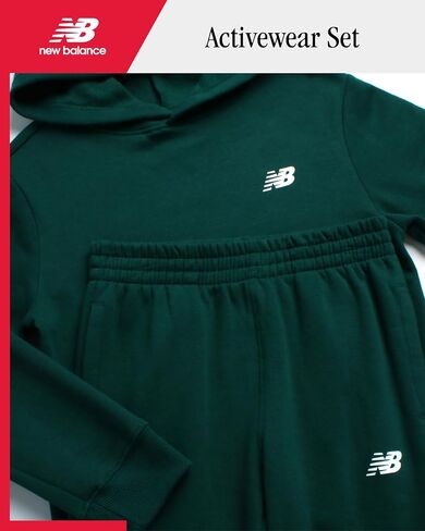 New Balance Boys' Sweatsuit Set - 2 Piece Cotton Blend Fleece Pullover Hoodie and Active Jogger Sweatpants for Boys (8-12) in Saudi Arabia