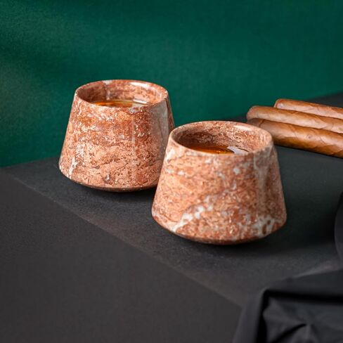 Engraved Marble Whiskey Cup, Unique Handmade Whiskey Glass, Marble Stone Whiskey Glasses for Scotch, Bourbon, Liquor and Cocktails, Suitable for Small Gathering & Home Decor (Tiger Skin) in Saudi Arabia
