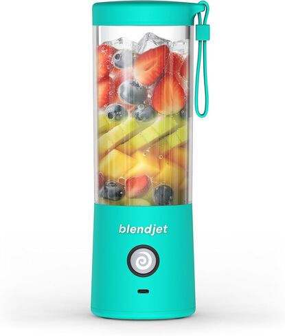 خلاط BlendJet المحمول للعصائر والمخفوقات - خلاط صغير شخصي لاسلكي سعة 16oz BlendJet 2، قابل لإعادة الشحن عبر USB-C وتنظيف ذاتي - خلاط صغير للسفر مع شفرة من الفولاذ المقاوم للصدأ (زجاج بحري) in Saudi Arabia