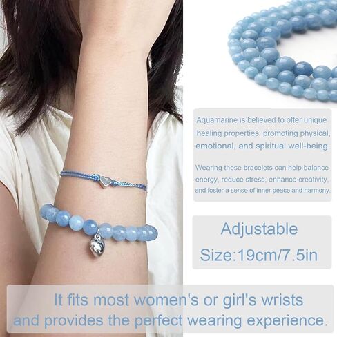 Good Luck Bracelets for Women, Black Onyx Bracelet for Protection, Handmade Black String Bracelet, Healing Crystal Bead Heart Charm Friendship Couples Bracelets (Black Onyx, Good Luck) in Saudi Arabia