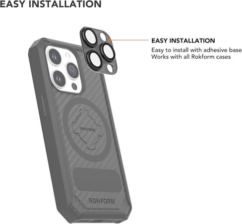 Rokform - Camera Lens Protector Compatible with the iPhone 15 Pro and iPhone 15 Pro Max, 9H Tempered Glass with Aluminum Body & Rings, Case Friendly (Clear) in Kuwait