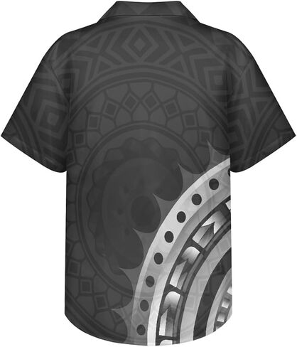 GLUDEAR Men's Polynesian Tribal 3D Print Casual Button Down Short Sleeve Cuba Collar Shirt in Kuwait
