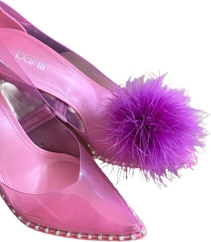 Detachable Magenta Orchid Feather Pom Pom Shoe Clips Set of 2 in Saudi Arabia