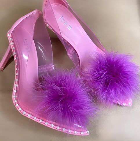 Detachable Magenta Orchid Feather Pom Pom Shoe Clips Set of 2 in Saudi Arabia