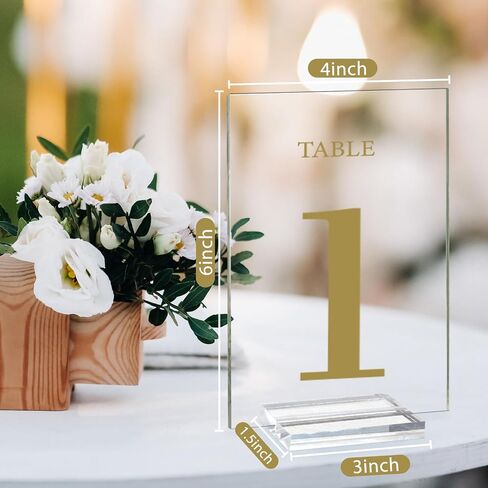 Acrylic Wedding Table Numbers 1-20 with Removable Base 6×4x1/8 Elegant Table Number Holders for Weddings Meeting, Events, Birthdays, and Anniversaries in Saudi Arabia