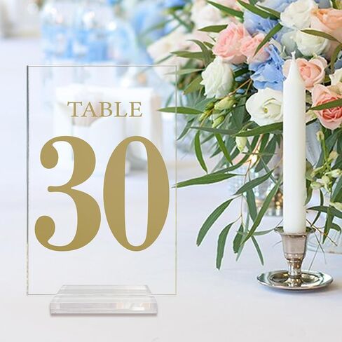 Acrylic Wedding Table Numbers 1-20 with Removable Base 6×4x1/8 Elegant Table Number Holders for Weddings Meeting, Events, Birthdays, and Anniversaries in Saudi Arabia