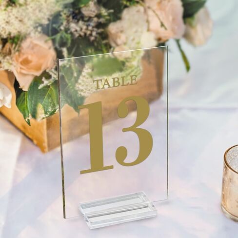 Acrylic Wedding Table Numbers 1-20 with Removable Base 6×4x1/8 Elegant Table Number Holders for Weddings Meeting, Events, Birthdays, and Anniversaries in Saudi Arabia