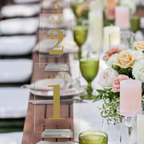 Acrylic Wedding Table Numbers 1-20 with Removable Base 6×4x1/8 Elegant Table Number Holders for Weddings Meeting, Events, Birthdays, and Anniversaries in Saudi Arabia