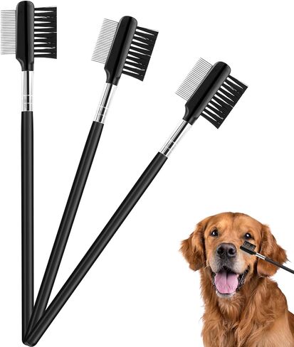 3 PCs Dog Eye Comb Tear Stain Remover, Double Sided Pet Grooming Facial Comb, Soft and Bristles Flea Tick Removal Brush, Multipurpose Tool Small Cat Puppy Removing Crust Mucus and Flea in Saudi Arabia