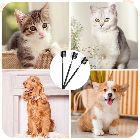 3 PCs Dog Eye Comb Tear Stain Remover, Double Sided Pet Grooming Facial Comb, Soft and Bristles Flea Tick Removal Brush, Multipurpose Tool Small Cat Puppy Removing Crust Mucus and Flea in Saudi Arabia