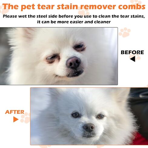3 PCs Dog Eye Comb Tear Stain Remover, Double Sided Pet Grooming Facial Comb, Soft and Bristles Flea Tick Removal Brush, Multipurpose Tool Small Cat Puppy Removing Crust Mucus and Flea in Saudi Arabia