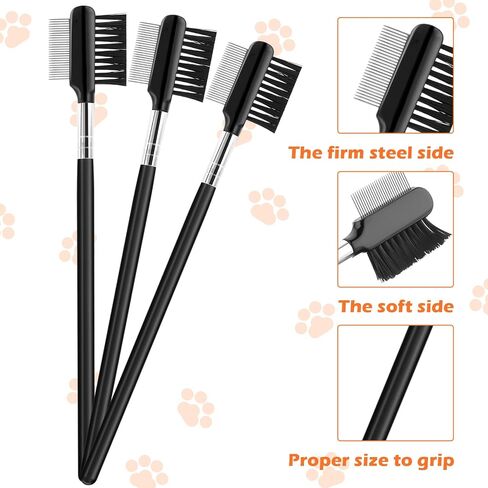 3 PCs Dog Eye Comb Tear Stain Remover, Double Sided Pet Grooming Facial Comb, Soft and Bristles Flea Tick Removal Brush, Multipurpose Tool Small Cat Puppy Removing Crust Mucus and Flea in Saudi Arabia