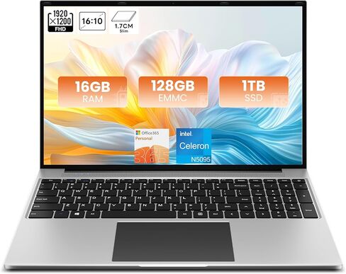 jumper Laptop Computer with Celeron N5095 CPU, 16GB RAM 128GB EMMC, 1TB SSD, Laptops with FHD IPS 1200P Display, 38WH Battery, 2.4G+5G WiFi, 2 Speakers, HDMI, Portable Business Notebook Computer. in Saudi Arabia