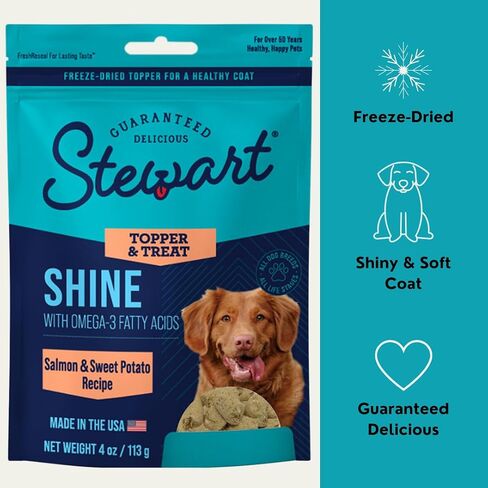 Stewart Freeze Dried Dog Food Topper, Focus, Salmon and Vegetable Recipe, 4 Ounce Pouch, Shiitake Mushrooms and Antioxidants for Cognitive Function in Saudi Arabia