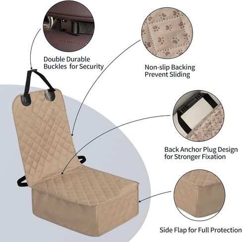 PureFit Waterproof Pet Car Seat Covers Scratch-Proof Front Seat Dog Cover Non-Slip Bucket Seat Covers Fits for Cars, Trucks, Jeep and SUVs, Camel in Saudi Arabia