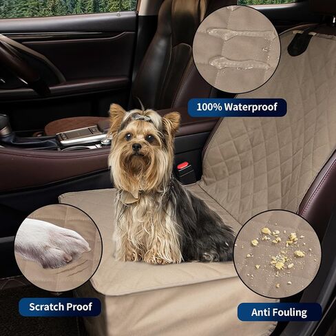 PureFit Waterproof Pet Car Seat Covers Scratch-Proof Front Seat Dog Cover Non-Slip Bucket Seat Covers Fits for Cars, Trucks, Jeep and SUVs, Camel in Saudi Arabia