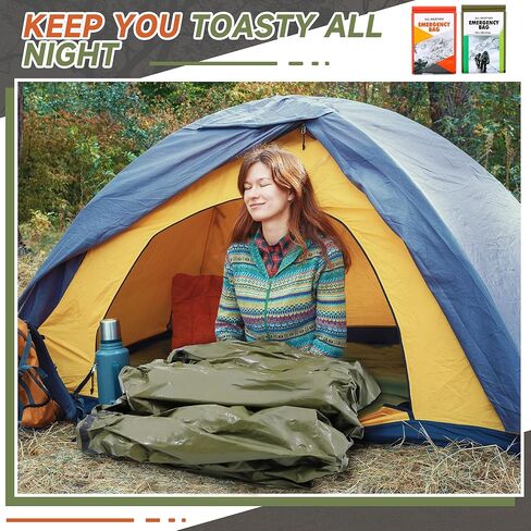 Preboun 20 Pcs Emergency Sleeping Bag Portable Lightweight Survival Bag Thermal Bivy Sack Bag Waterproof Emergency Blanket Survival Gear for Outdoor Camping Hiking Activities Homeless People Shelter in Kuwait