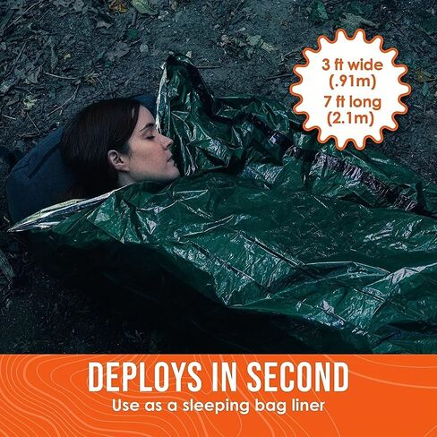 Emergency Sleeping Bag, Polyester Film Bivy Sack Survival Bag with Drawstring Dag and Whistle for Earthquakes, Hurricane, Hiking, Camping in Saudi Arabia